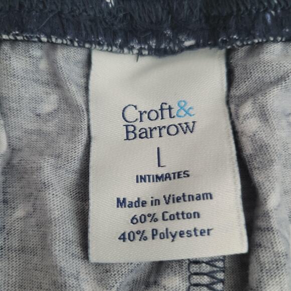 Croft & Barrow Pajama Set Womens Large Navy Blue Floral Extra Soft 2 Piece New - Picture 14 of 16